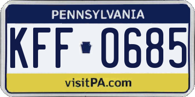PA license plate KFF0685