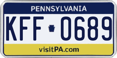 PA license plate KFF0689