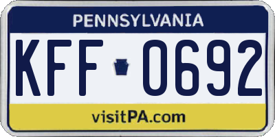 PA license plate KFF0692