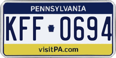 PA license plate KFF0694
