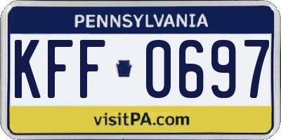PA license plate KFF0697
