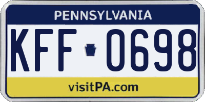 PA license plate KFF0698