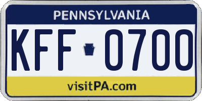 PA license plate KFF0700