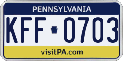 PA license plate KFF0703