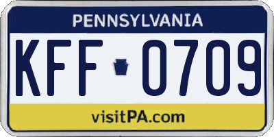 PA license plate KFF0709
