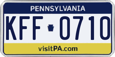 PA license plate KFF0710