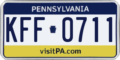PA license plate KFF0711