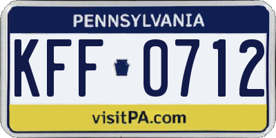 PA license plate KFF0712