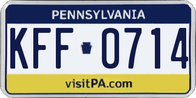 PA license plate KFF0714