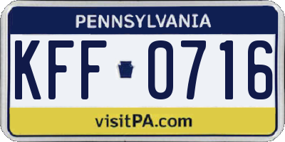 PA license plate KFF0716