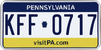 PA license plate KFF0717