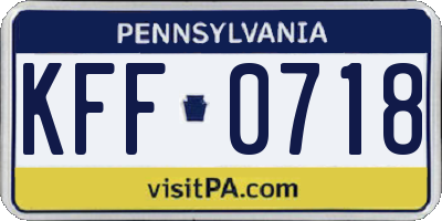 PA license plate KFF0718
