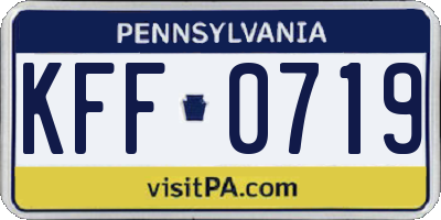 PA license plate KFF0719