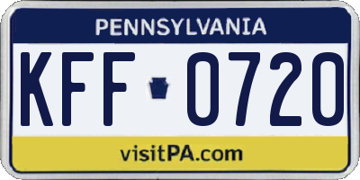 PA license plate KFF0720
