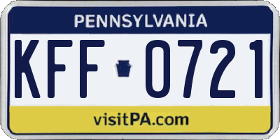PA license plate KFF0721