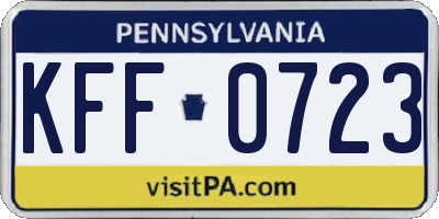 PA license plate KFF0723