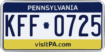PA license plate KFF0725