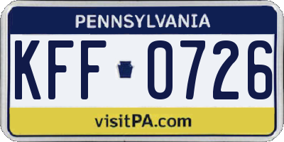 PA license plate KFF0726