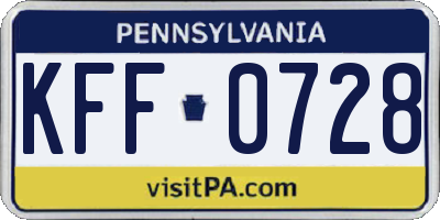 PA license plate KFF0728