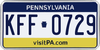 PA license plate KFF0729
