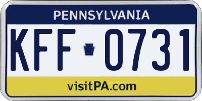PA license plate KFF0731