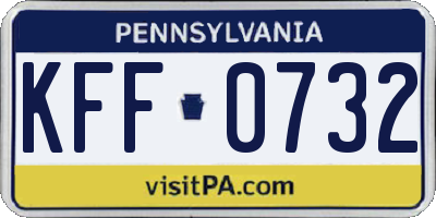 PA license plate KFF0732