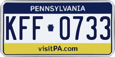 PA license plate KFF0733