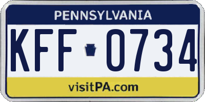 PA license plate KFF0734