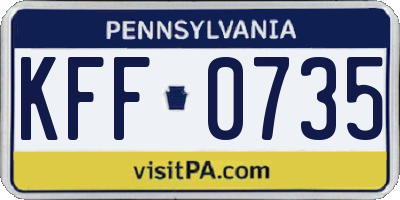 PA license plate KFF0735