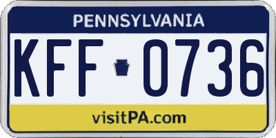 PA license plate KFF0736