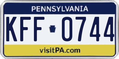 PA license plate KFF0744