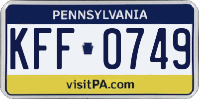 PA license plate KFF0749