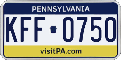 PA license plate KFF0750