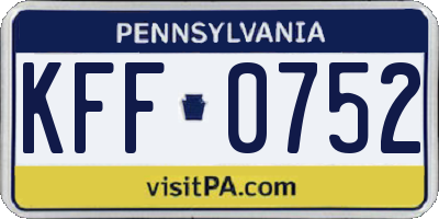 PA license plate KFF0752