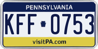 PA license plate KFF0753