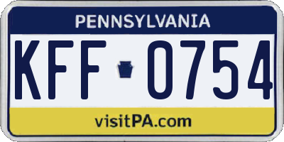 PA license plate KFF0754