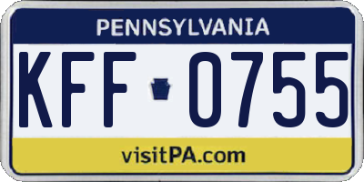 PA license plate KFF0755