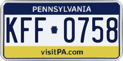 PA license plate KFF0758