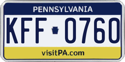 PA license plate KFF0760