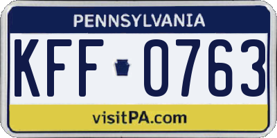 PA license plate KFF0763