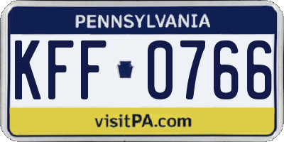 PA license plate KFF0766
