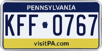 PA license plate KFF0767