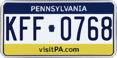 PA license plate KFF0768