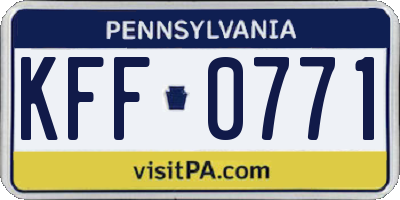 PA license plate KFF0771