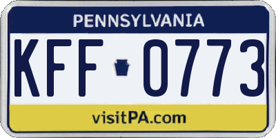 PA license plate KFF0773