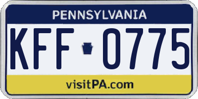 PA license plate KFF0775