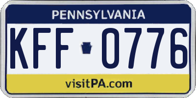 PA license plate KFF0776