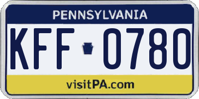 PA license plate KFF0780
