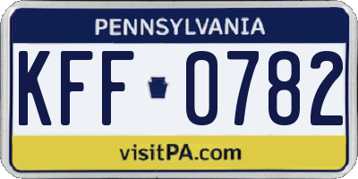 PA license plate KFF0782