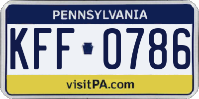 PA license plate KFF0786